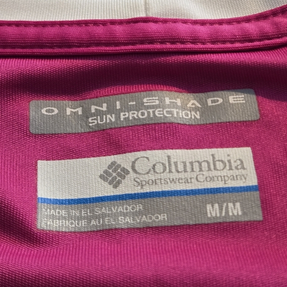 Columbia PFG Omni-Shade Women's M Pink and White Raglan Sleeve Sportswear Top - Picture 8 of 12
